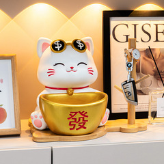 创意中式招财猫钥匙玄关收纳摆件家居乔迁入户客厅桌面装饰品礼品