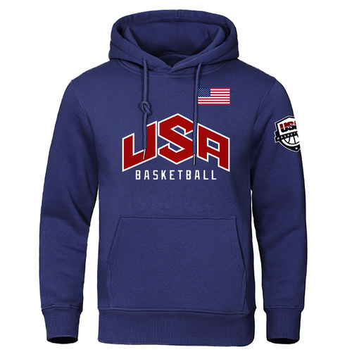 USA Basketballer Printed Sports Hoodie Men Warm Full Sleeve