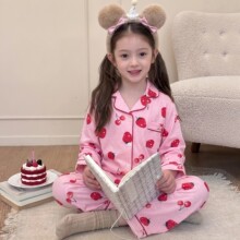 女童中大童装春秋季卡通可爱舒适A类纯棉长袖长裤睡衣家居服套装