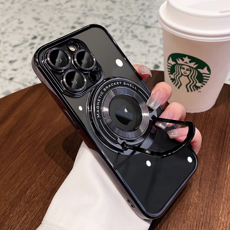 Görünmez braketli Apple 16 cep telefonu kılıfı, iPhone 15 için uygun manyetik emişli, lens filmi ve 14 ProMax koruyucu kapaklı. - 4