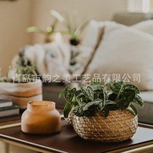 加工定制手工pp打包带捆绑编织茅草篮子、鸡蛋收纳篮、茅草编织篮