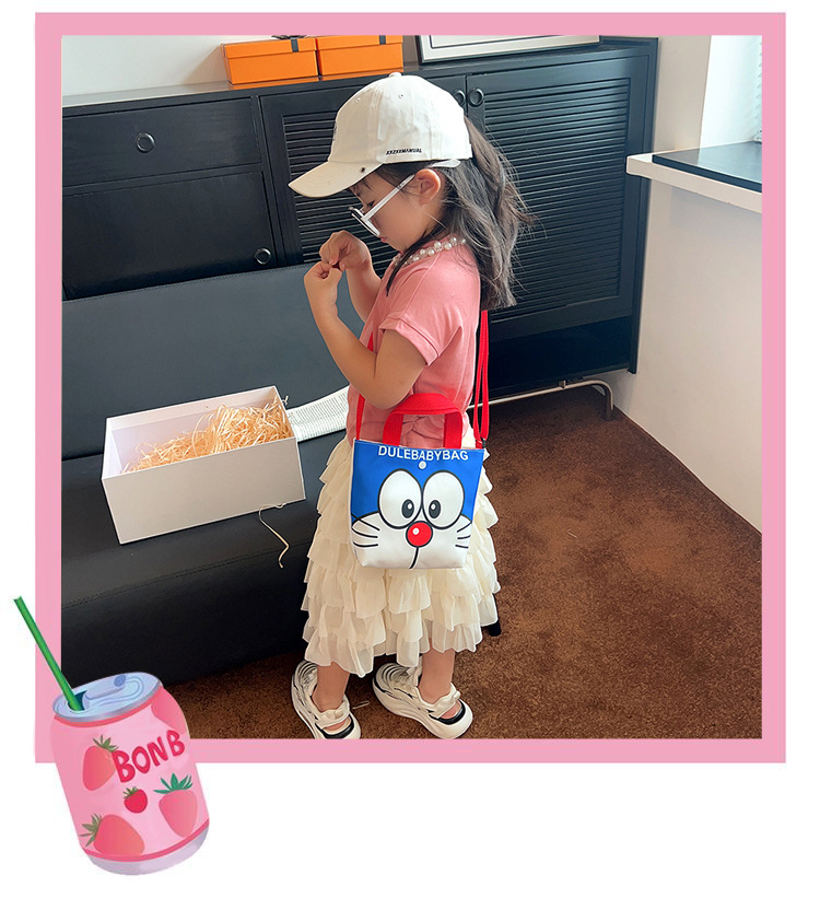 2023 Trendy and fashionable children's canvas cartoon printed crossbody bag, Korean version cute single-shoulder hand-held girls' coin purse details Picture