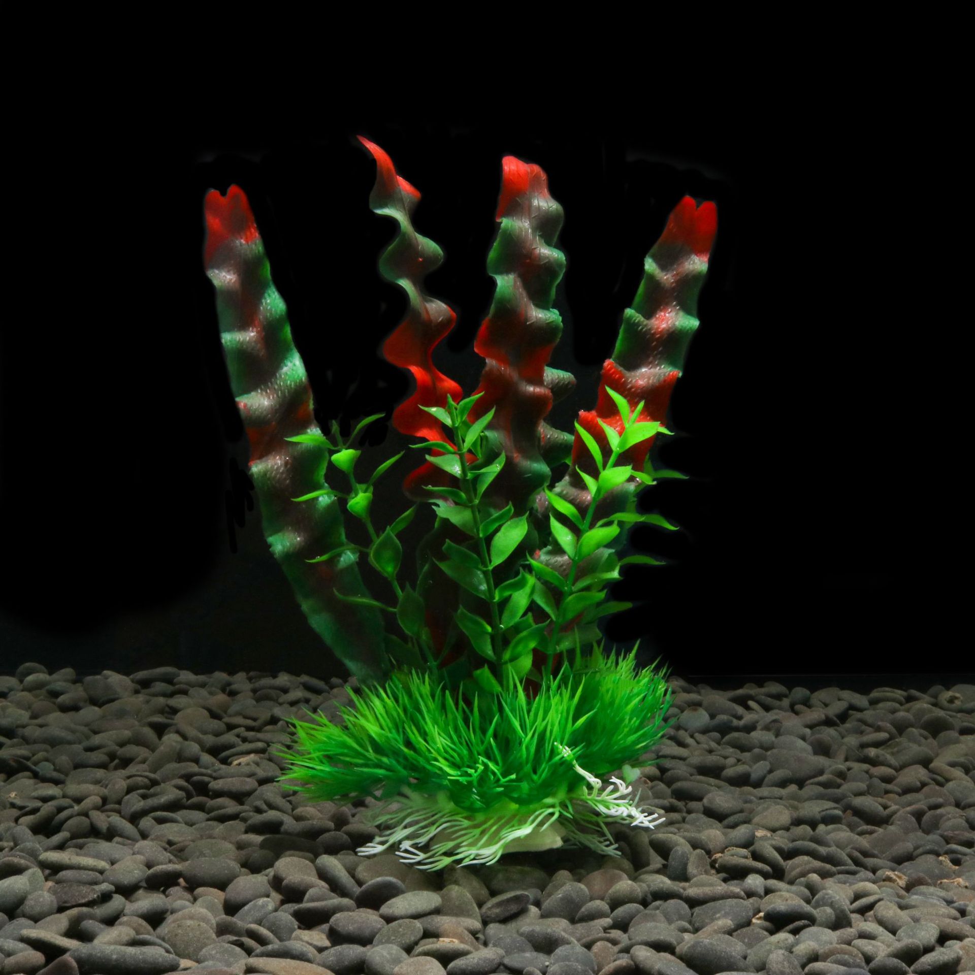廠家跨境水族館布景綠色植物魚缸造景裝飾塑料人造假水草仿真水草