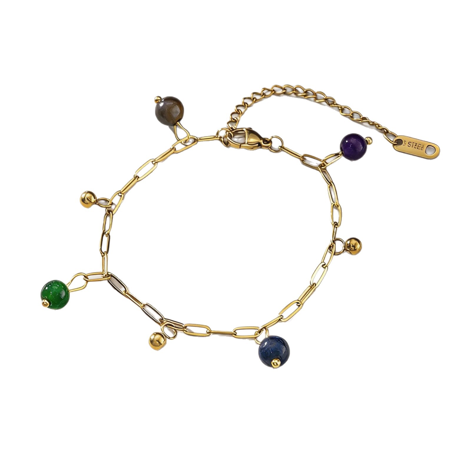 Nuevo colgante de piedra de color de verano pulsera de tobillo de lujo ligero nicho de oro 18 quilates diseño de moda de cadena de sentido de pie Europa y América transfronteriza