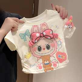 2026新款儿童夏季女童新款韩版卡通立体短袖宝宝休闲体恤洋气