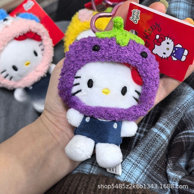 黑色草帽kitty帽宝宝挂件爱心扣公仔玩偶可爱赫本风挂饰钥匙扣|undefined