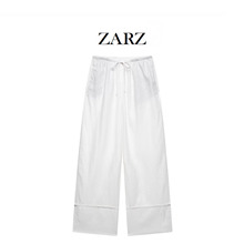 ZARZ 自制 欧美风 新款女装 经典百搭纯亚麻宽腿裤4786/091/700