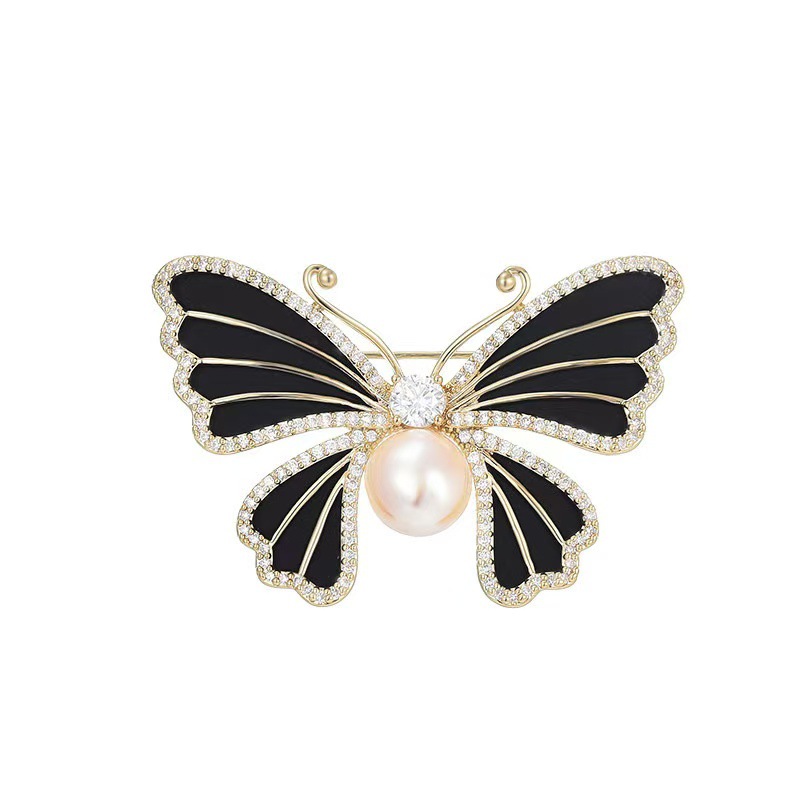 (2개) 코쿤 깨는 나비 패션 곤충 브로치 여성 에나멜 컬러 고급 진주 다이아몬드 핀 일본과 한국의 우아한 세트 코사지
