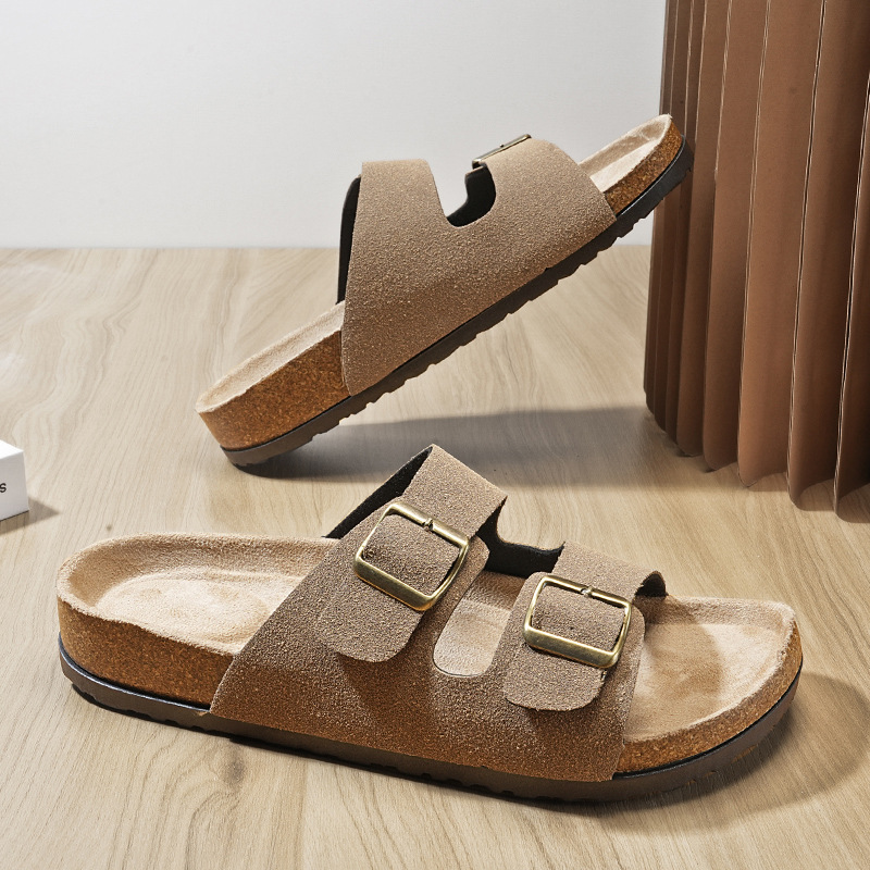 Pareja de zapatillas de corcho, zapatillas casuales y cómodas para mujeres, zapatillas frías para hombres, zapatillas de moda transfronterizas