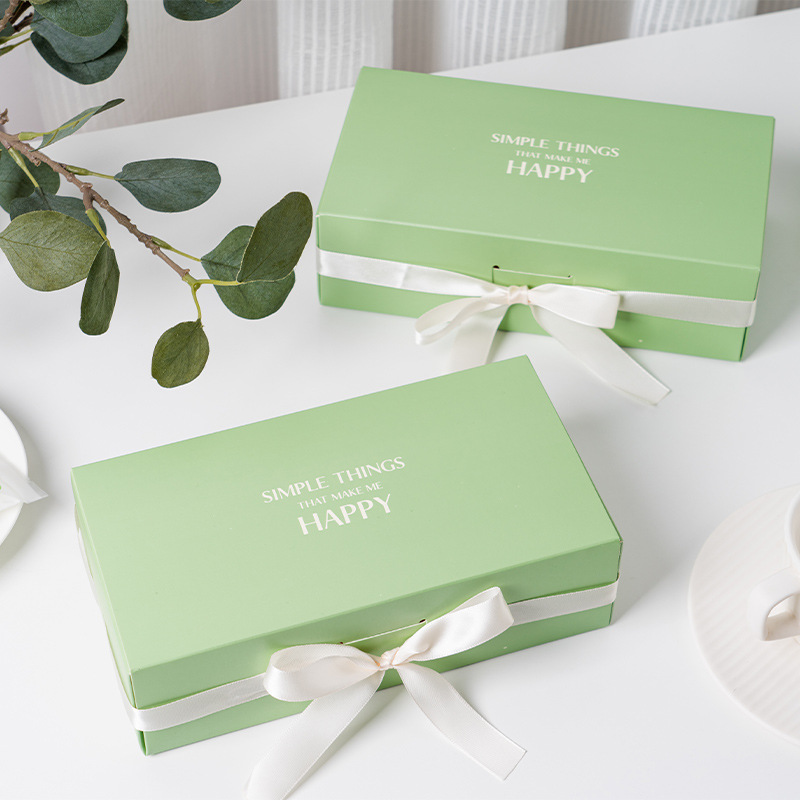 创意丝带绿豆糕包装盒子 蝴蝶结冰糕点烘焙玛德琳饼干端午节礼盒