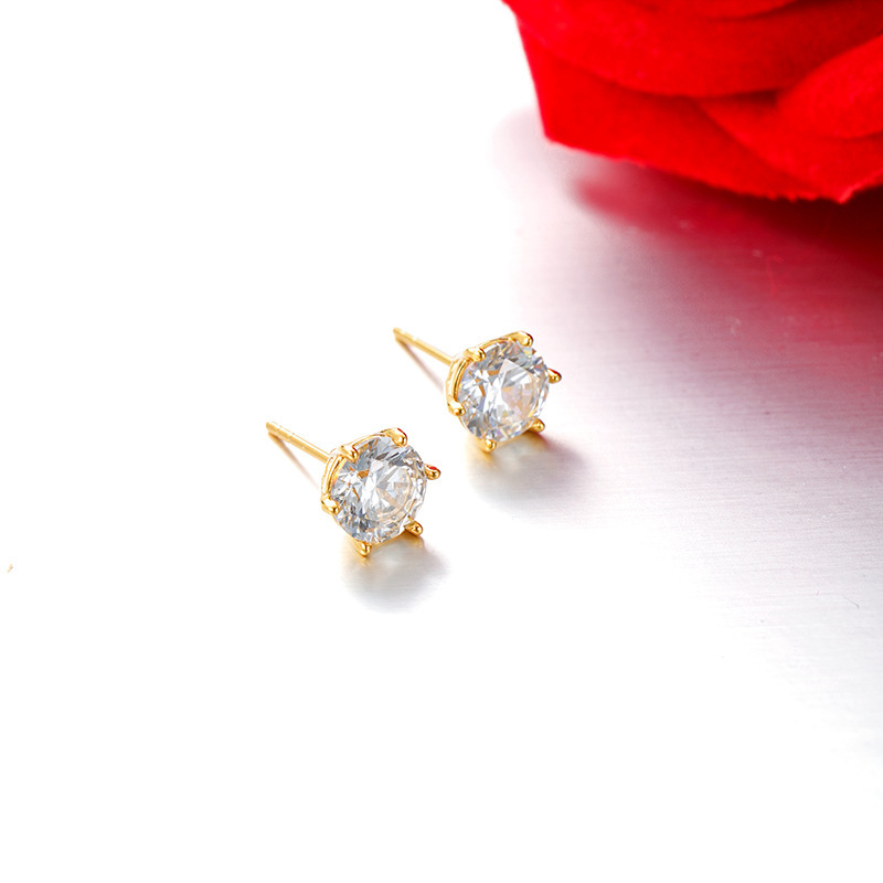 Pendientes de circonita de seis puntas de nuevo estilo Xuping para mujer, diseño sencillo estilo INS, pendientes básicos versátiles.
