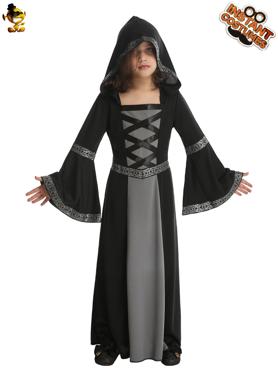 Bruja mágica de los niños traje de la bruja Halloween fantasma Festival Cosplay papel juego la etapa image 5