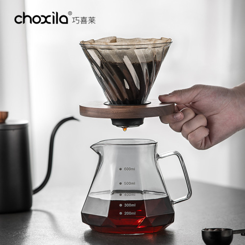 Coffee sharing pot hand-brewed coffee cloud pot set heat-resistant glass coffee filter cup brewing pot coffee utensils