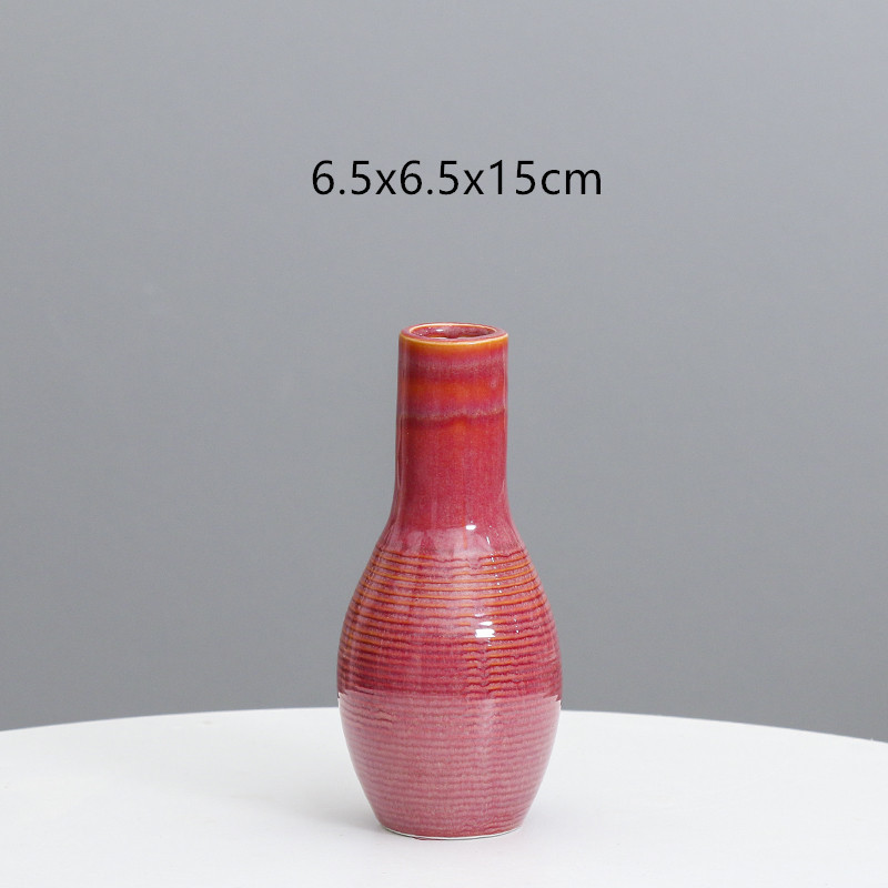 Cerámica moderna simple pequeña boca florero decoración Nordic salón escritorio arreglo floral flor seca decoración del hogar al por mayor