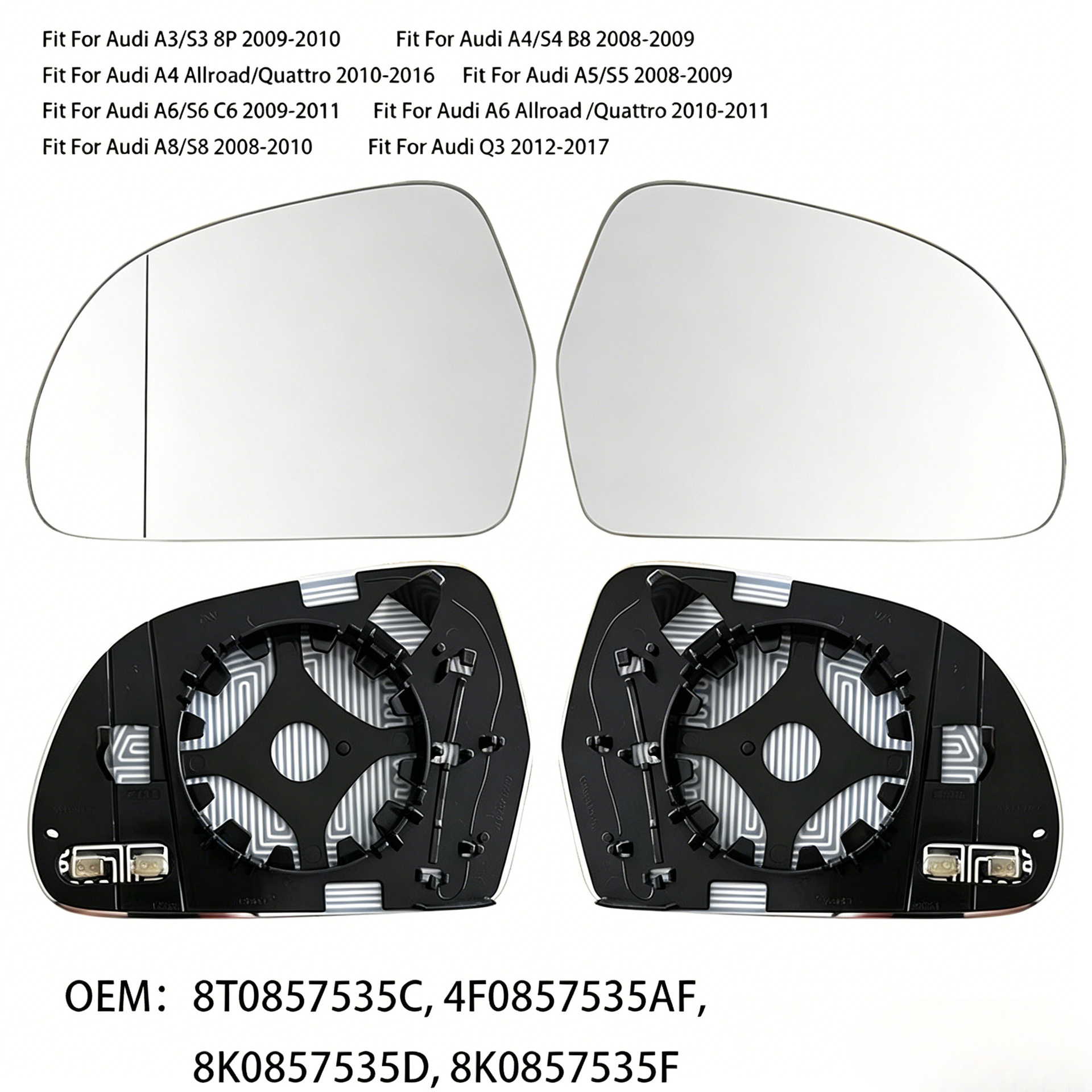 8T0857535C, 4F0857535AF are suitable for 2012-2018 Audi A6L C7 rearview mirror lenses