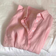 テンセル綿とリネンのピンクのシャツジャケット女性の夏の怠惰なスタイルのポロ襟リネン日焼け止めシャツ薄いルーズトップ