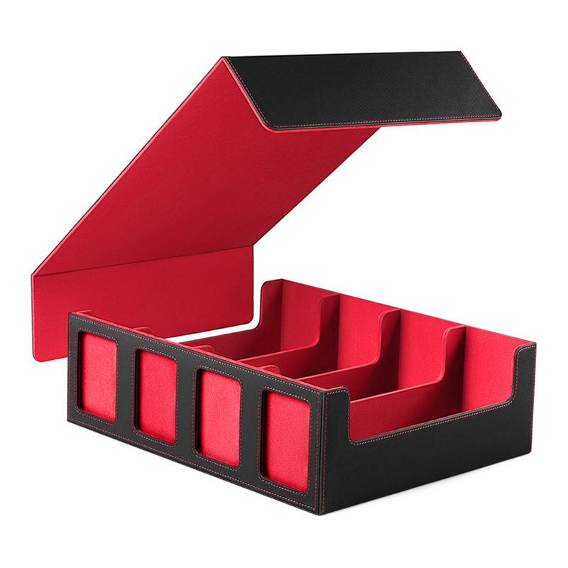 대용량 4칸 창문형 카드 케이스 - 블랙/레드