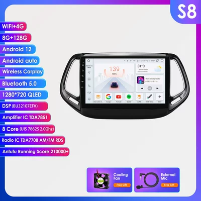 17-20 Navigation System, In-Car | DVD Navigation - 7862-wifi4glte-version-carplay-eight-core-8128g-10inch-suitable-for-17-20-jeep-compass