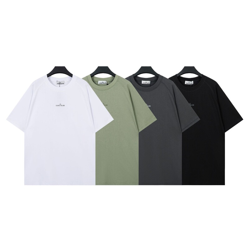 Stone Cross-Border Short-Sleeve T-Shirt, Pure Cotton, Reflective Disc Print on the Back, Round Neck, Loose Fit, Simple Trendy Brand Stone Cross-Border Short-Sleeve T-Shirt, Pure Cotton, Reflective Disc Print on the Back, Round Neck, Loose Fit, Simple Trendy Brand