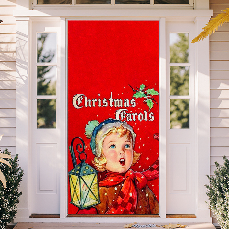 Lámparas de color de Navidad cubierta de tela decoración puerta de poliéster de alta densidad tela de fondo de Año Nuevo fiesta de puerta de entrada amueblado tapices