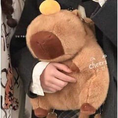 高颜値カピバラ人形ランドセルぬいぐるみバッグ漫画ポケットかわいいカピバラ収納袋