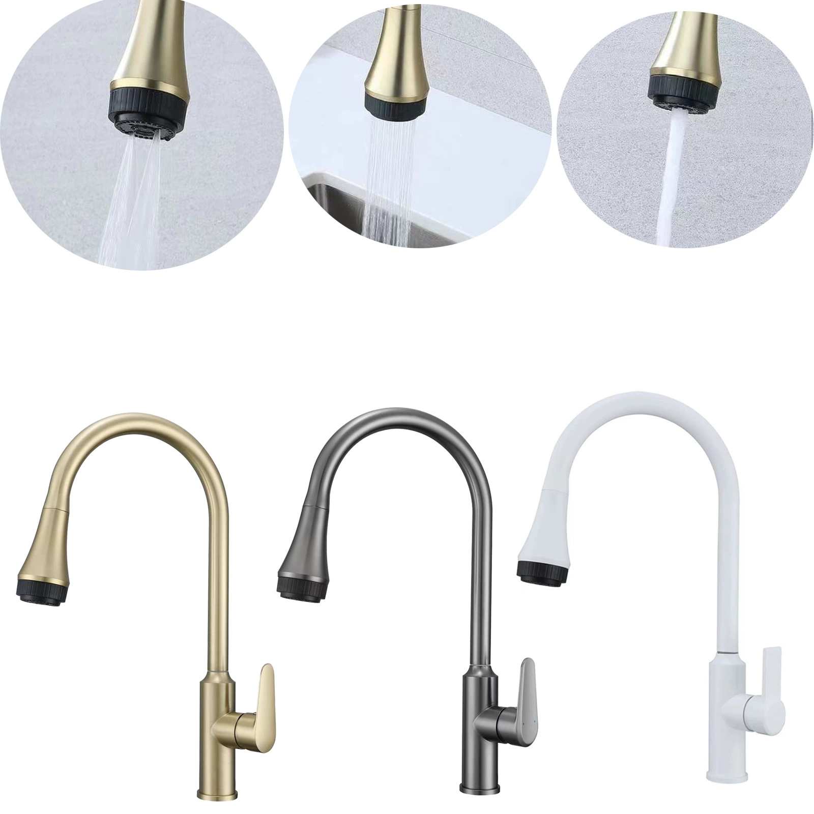 HIDEEP Бытовой кухонный смеситель для горячей и холодной воды Многофункциональная раковина для умывальника Универсальный смеситель из матового золота.