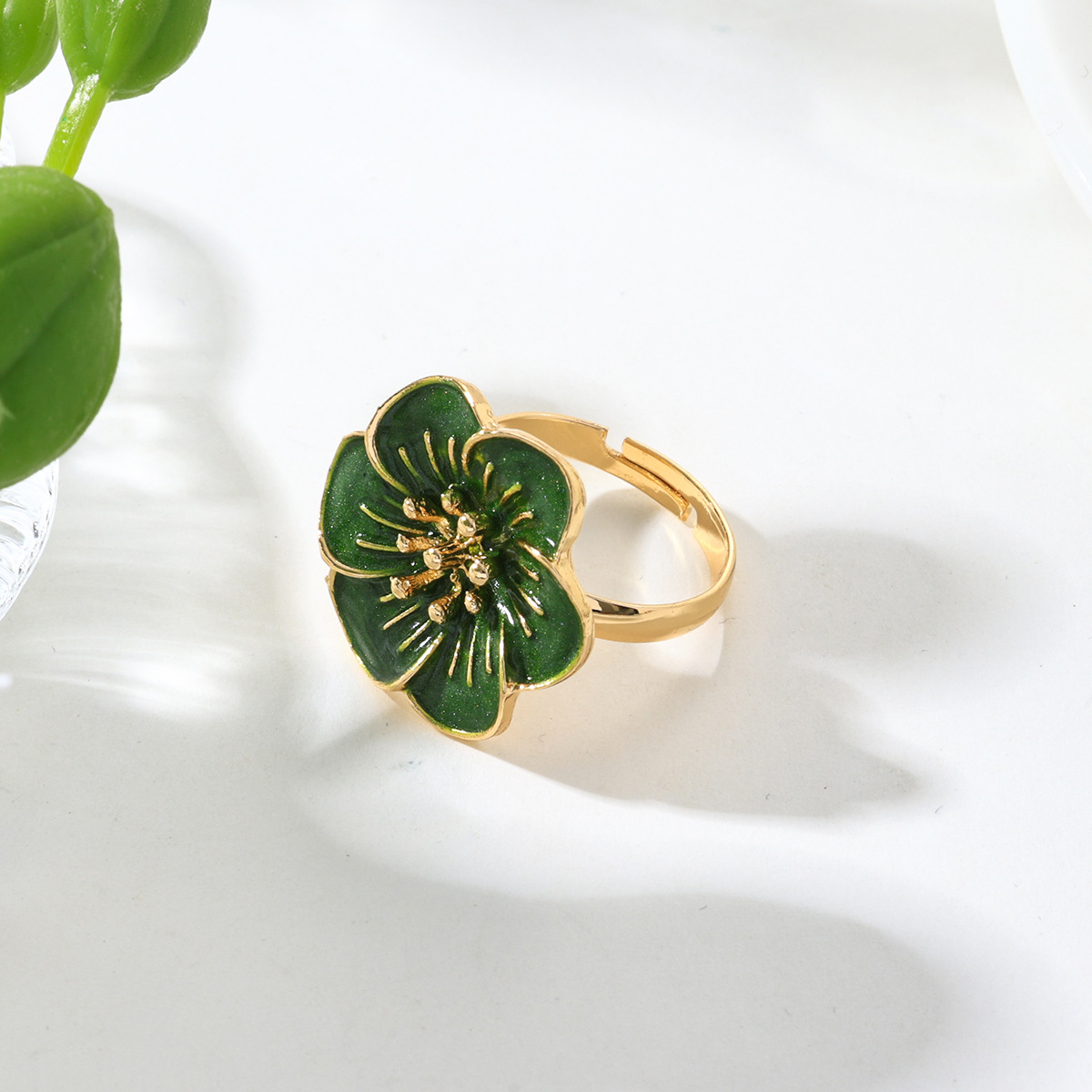 Temperamento transfronterizo europeo y americano Elegante Collar de flores de aceite Pulsera Pendientes Anillo Traje de joyería de estilo palacio retro
