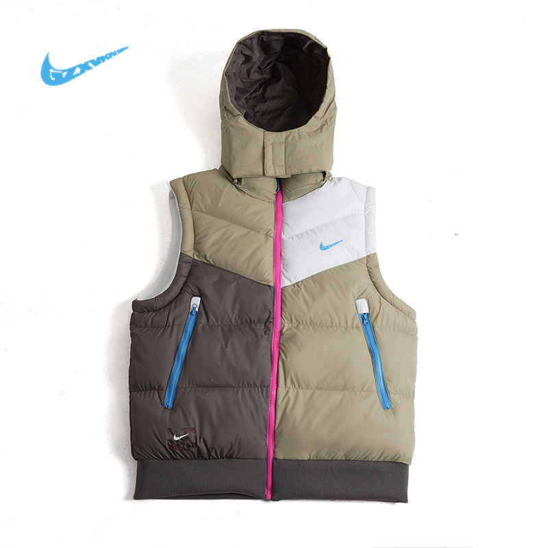 Men's autumn and winter trendy outerwear: loose-fitting, thick, reversible down-filled vest, solid color, casual hooded design