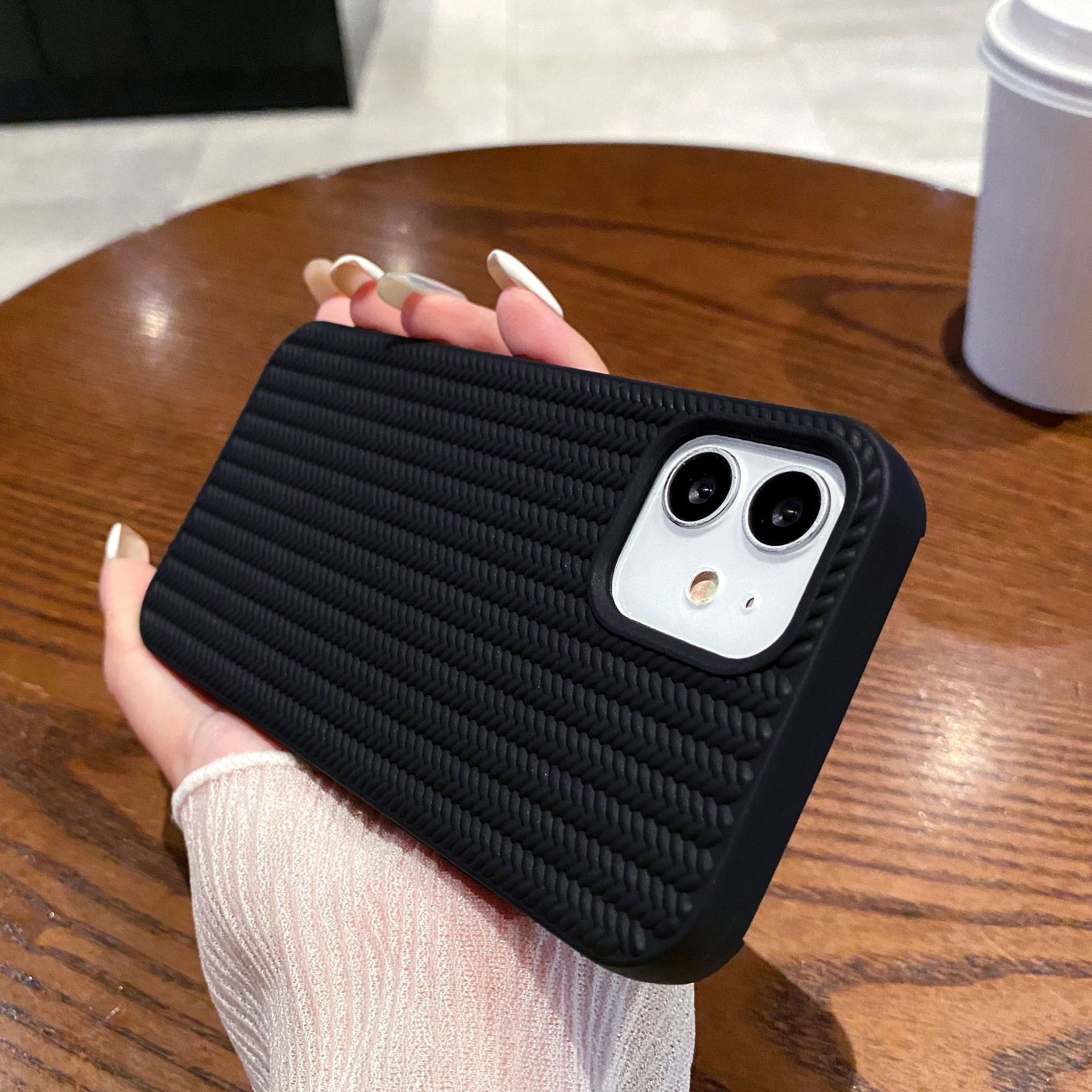 Woven pattern suitable for Aple 16PROMAX mobile phone case Non slip simple iphone13/14 soft shell protective cover_voghion.com