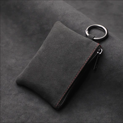 Cross-Border Direct Sales Suede Car Key Case, Car Key Protective Cover, Universal Zipper Remote Control Car Key Case (Car key bag) - no-label-black-suede-key-bag