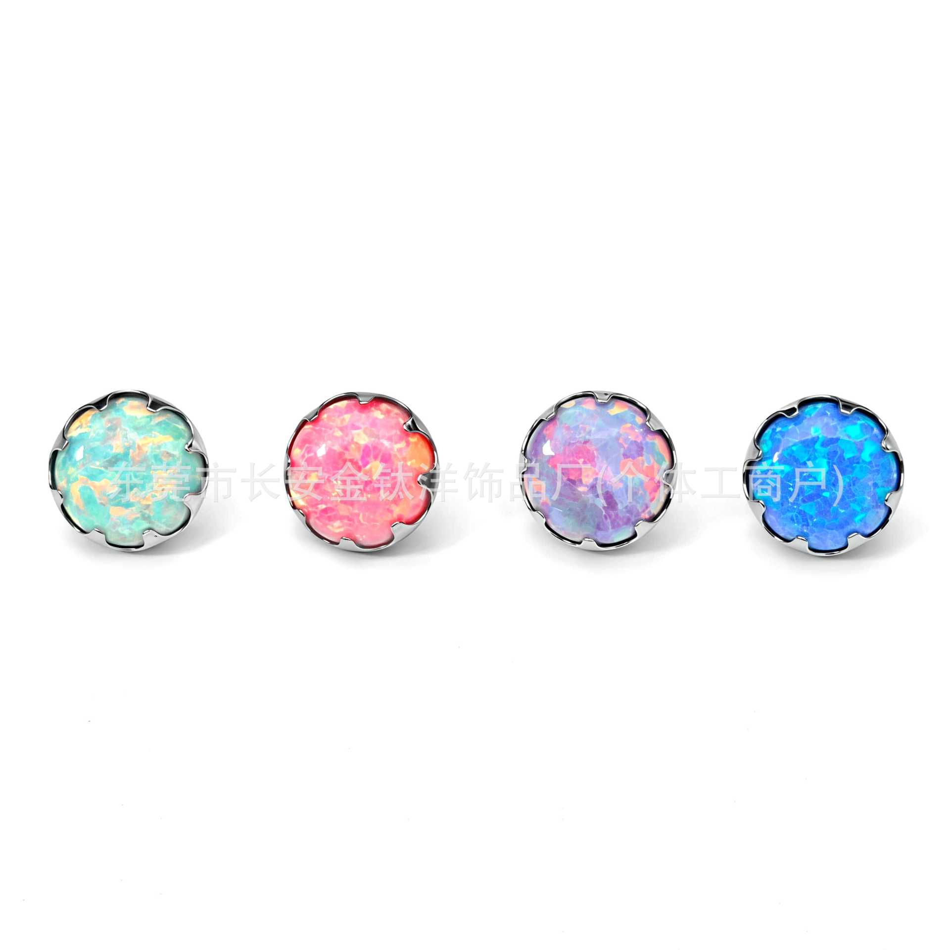 F136 Titanium Serrated Opal Inlaid Tongue Lip Ear Navel Piercing Jewelry G23 Titanium Alloy Body Jewelry detail image 7