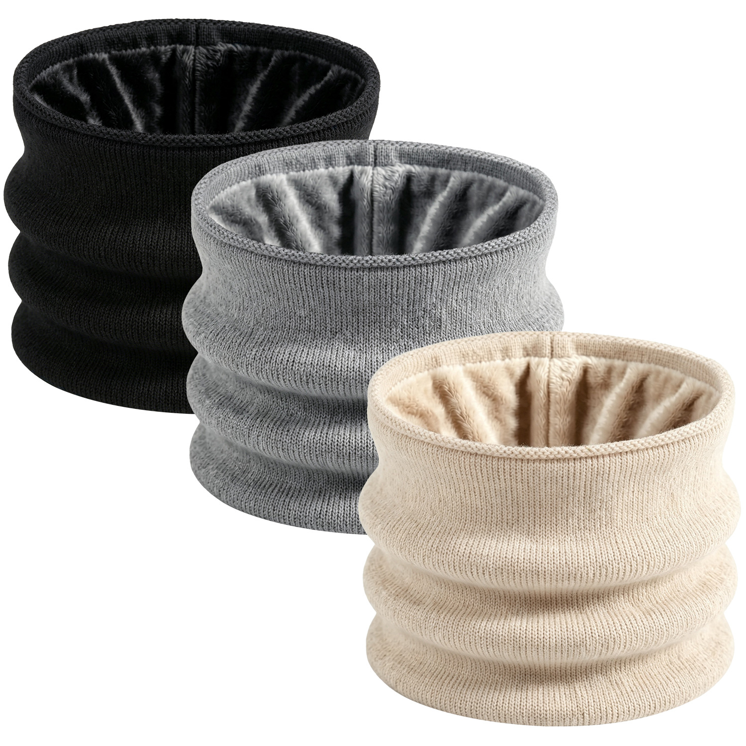 Knitted Neck Warmer for Autumn and Winter, Unisex Amazon Neck Gaiter, Double-Layered, Fleece-Lined, Thickened, Warm Woolen Neck Warmer