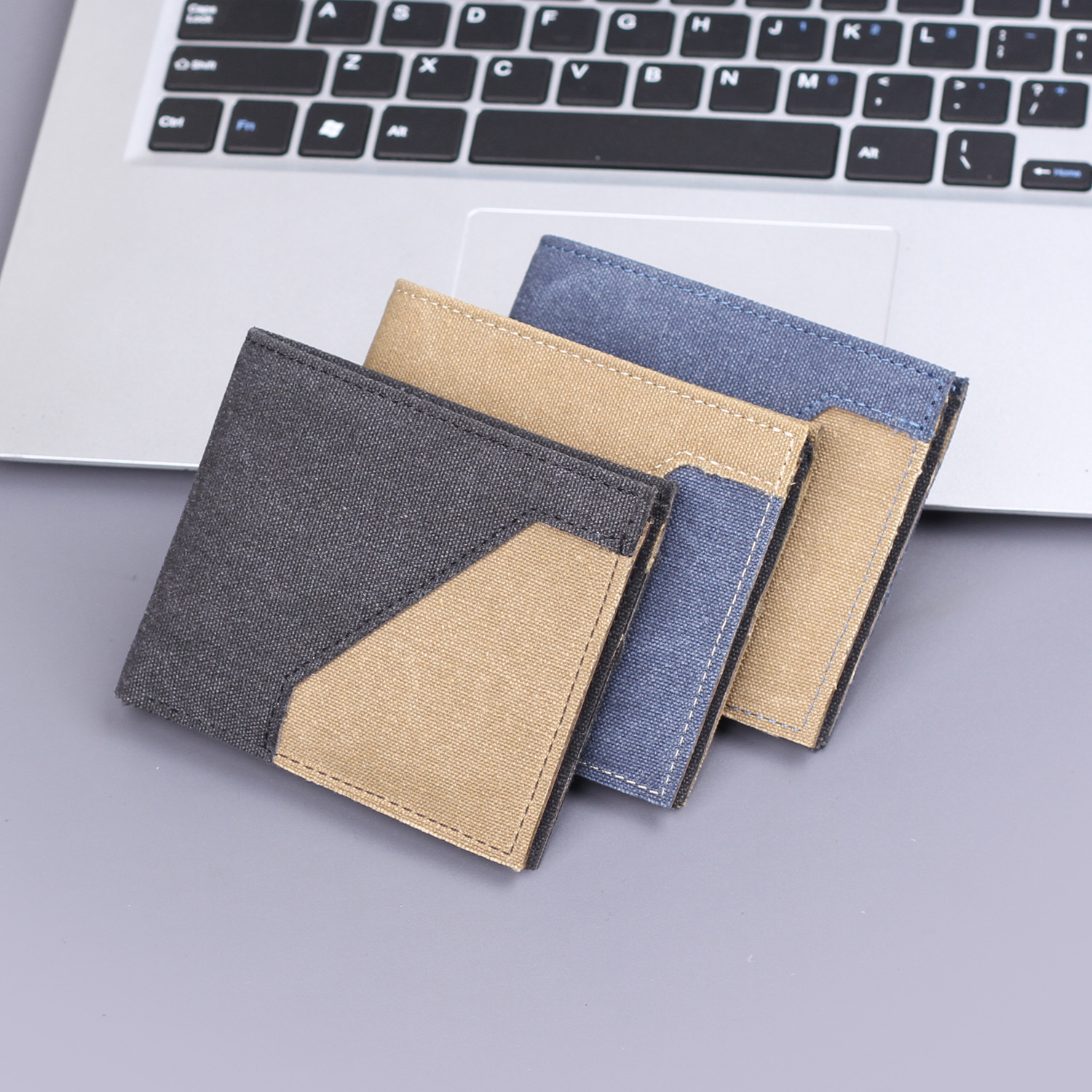 Canvas para hombres cartera corta para hombres cartera de 9 tarjetas en una nueva cartera de tela suave