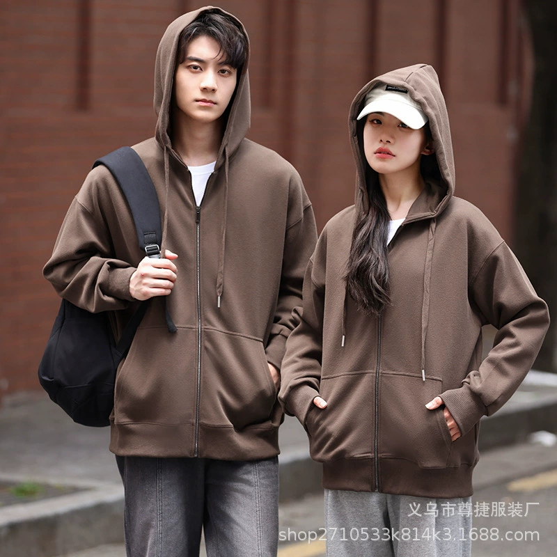 Осенне-зимняя тонкая рабочая одежда, толстовка на молнии, толстовка с принтом логотипа, мужская и женская куртка для пар