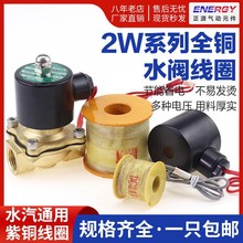 全铜电磁阀2W水阀线圈220V24V12V 2分 4分 6分 1寸 2 1寸半 2寸