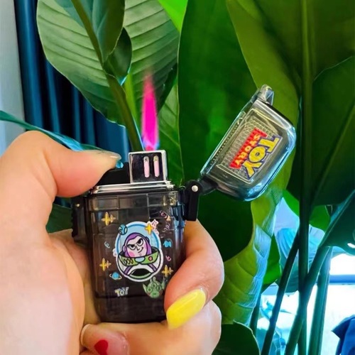 Buzz Lightyear transparent plastic waterproof lighter inflatable red flame outdoor wading camping fishing gift