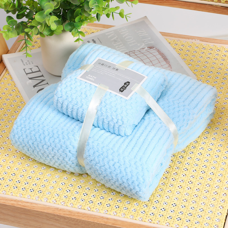 toalla de coral de alta densidad toalla de baño de absorción de agua para el hogar seco rápido engrosado toalla de cabello seco engrosado toalla de regalo de color simple