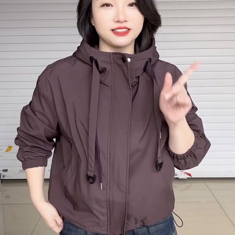 Factory direct sale hooded women's jacket, spring 2026 new casual coat, loose and versatile top jacket