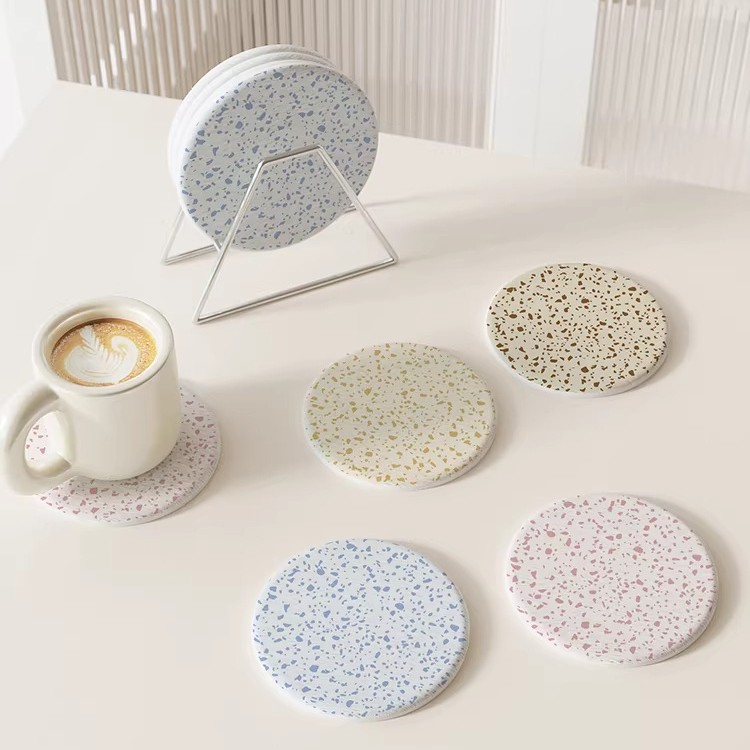Cojín de taza de barro de diatomita de terrazo almohadilla de aislamiento térmico de mesa almohadilla de absorción de agua de mesa almohadilla de almacenamiento de taza de café a prueba de ramas