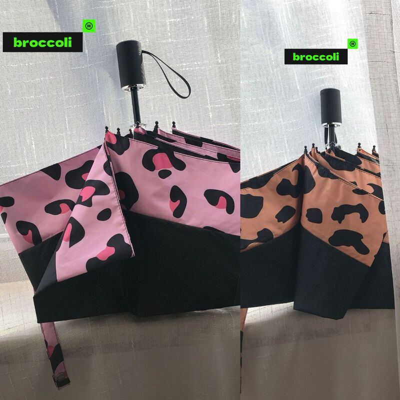 Leopard print stitching sunscreen folding umbrella manual anti-ultraviolet retro women's dual-purpose sunshade gift advertising umbrella