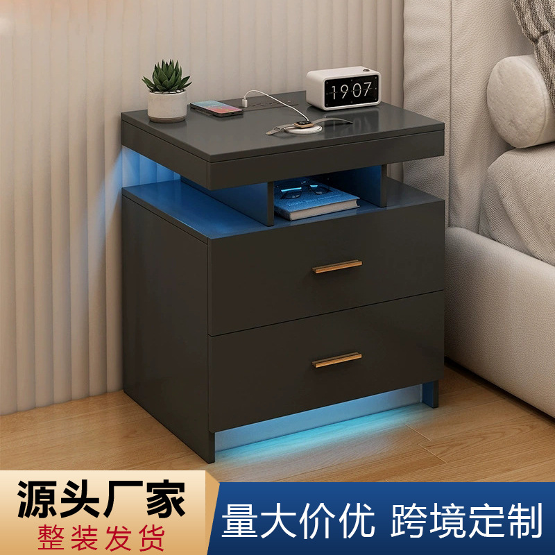 아마존 침대 옆 탁자 소형 침실 수납장 침실용 침대 옆 캐비닛 크로스보더 USB 충전 수납장