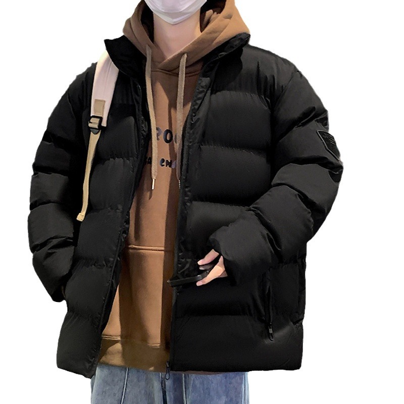Abrigo acolchado de algodón casual para hombres invierno nuevo cálido engrosado color sólido collar de pie Abrigo acolchado de algodón abrigo de moda coreana chaqueta acolchada de algodón image 4