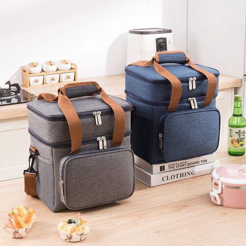 Double-layer Ice Pack Hand-held Lunch Bag Insulated Bag Outdoor Picnic Bag