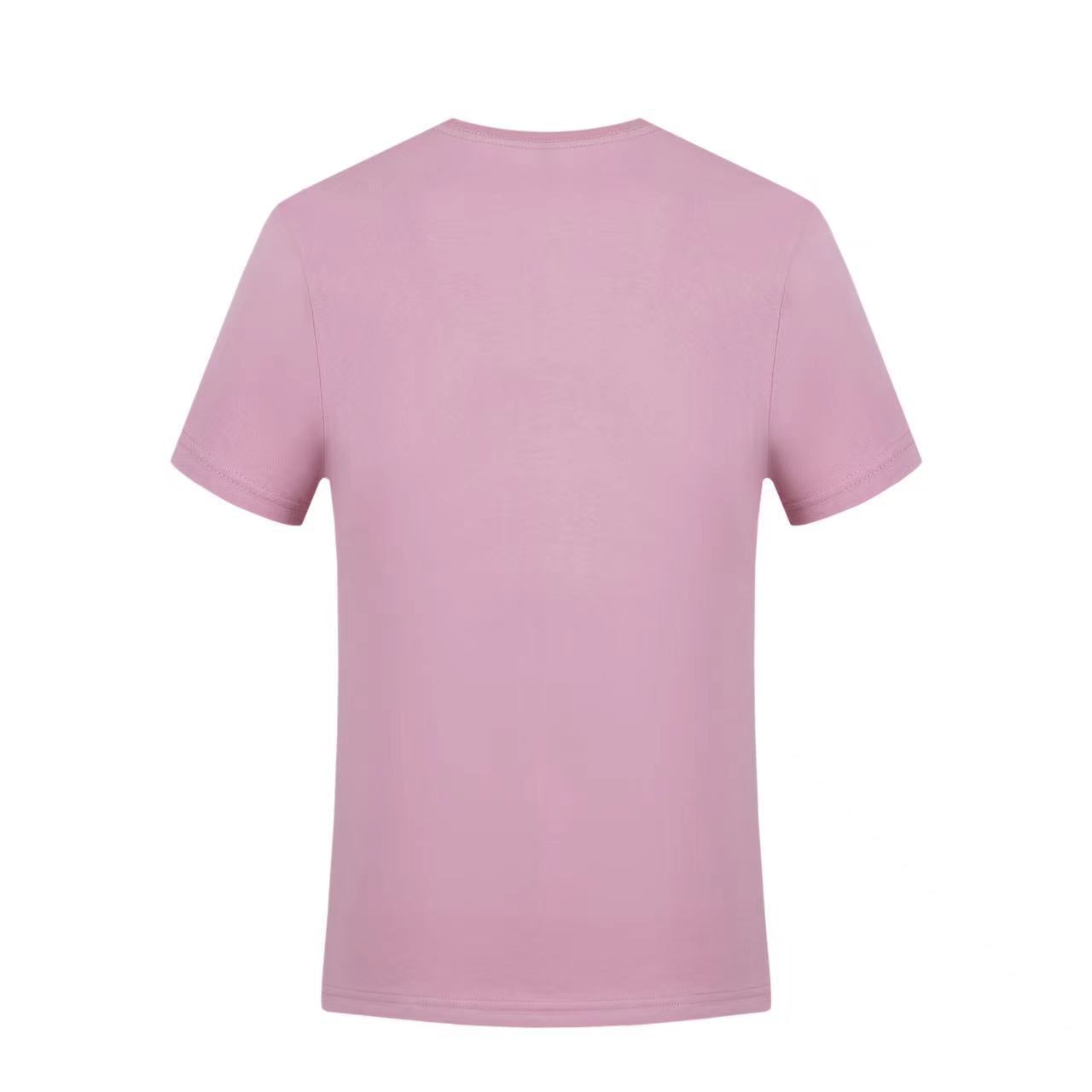 2024 verano caliente 180g Xinjiang peinado algodón manga corta de color sólido cuello redondo Camiseta publicidad camisa personalizada imprimible LG