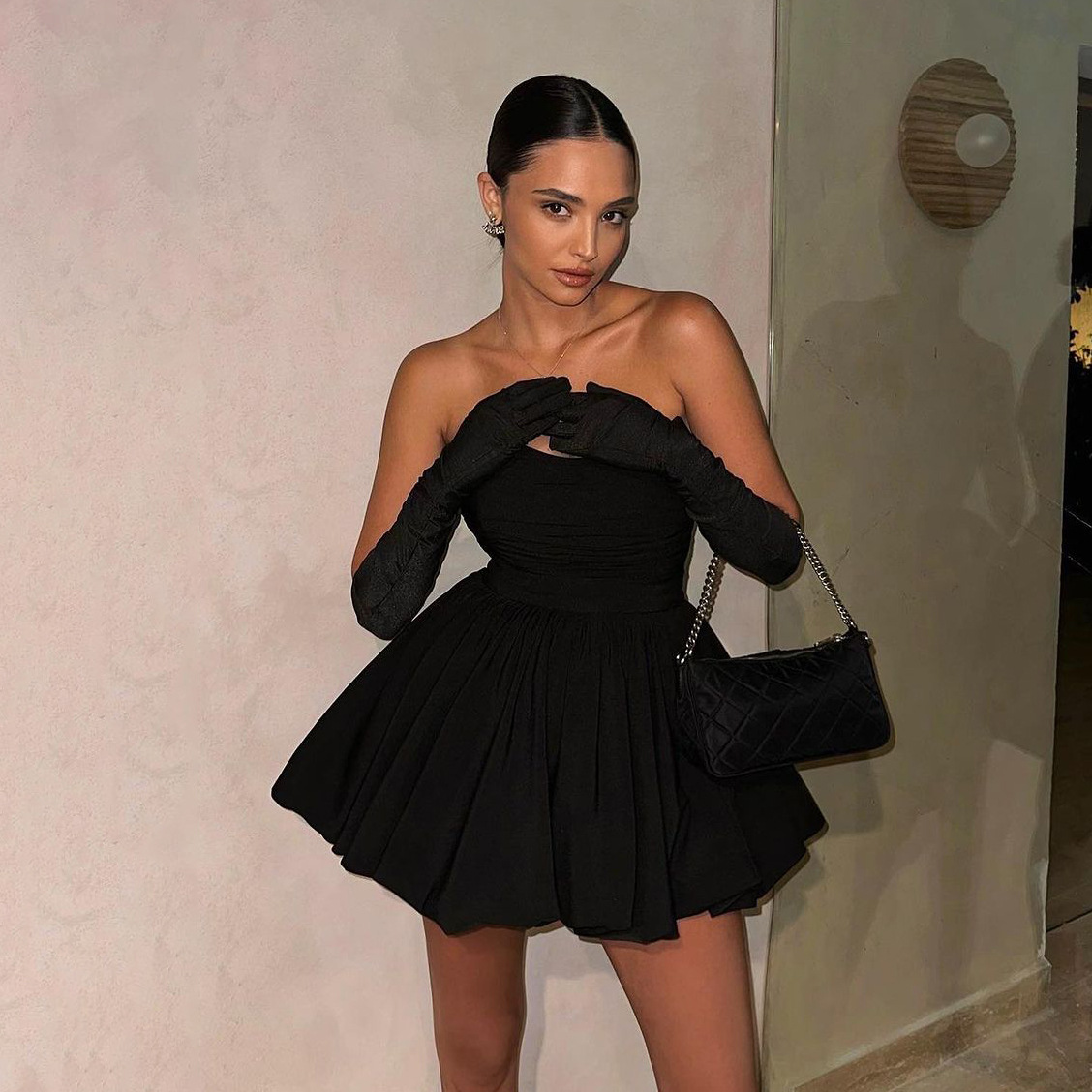 New European and American Cross-Border Dress Black Sexy Hot Girl Short Skirt Dress Tube Top Hepburn Style Pleated Little Black Dress