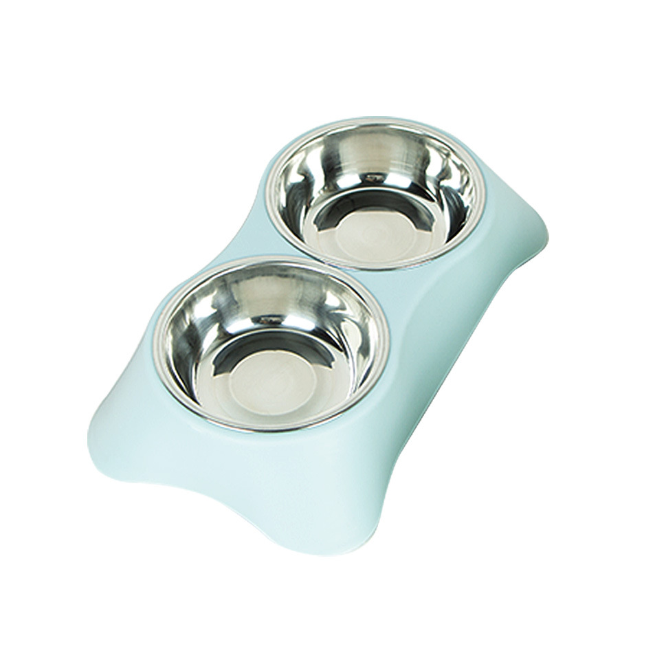 Perro Bowl gato tazón integrado agua potable gato comida cuenca perro tazón gato Acero inoxidable Alimentación de Mascotas gato tazón antideslizante pierna alta