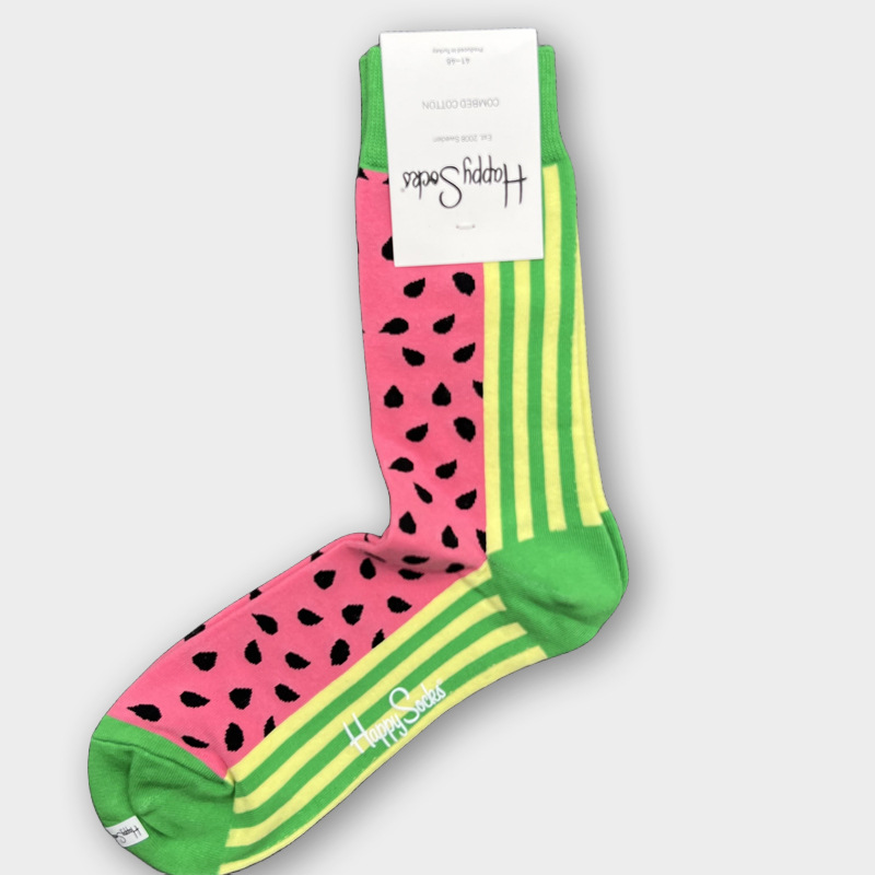 ハッピーソックス メンズソックス ミドル丈 コーマ綿 吸汗消臭 通気性 スウェーデン製 おしゃれ カラフル 薄手