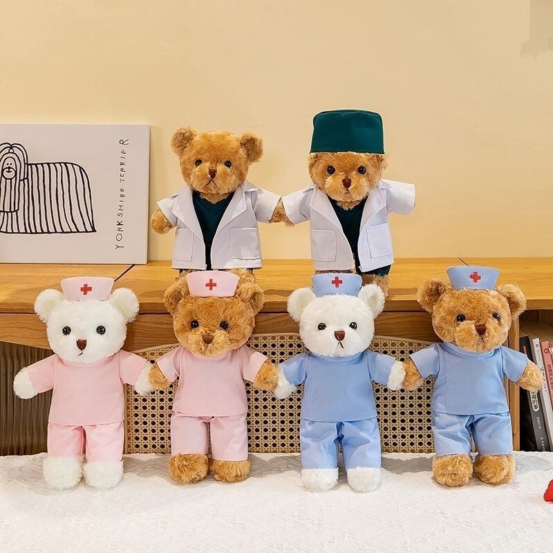 Medical university graduation gift bear printable logo nurse clothing bear doll doctor teddy bear plush toy Medical university graduation gift bear printable logo nurse clothing bear doll doctor teddy bear plush toy