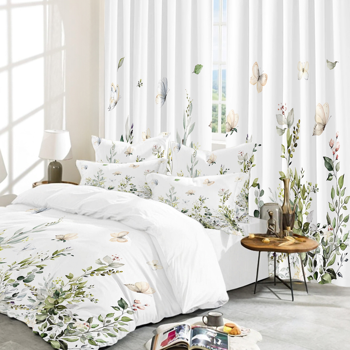 Fabricante directo para la plataforma transfronteriza Amazon WISH venta caliente de productos explosivos, serie completa de ropa de cama de tres piezas y cortinas