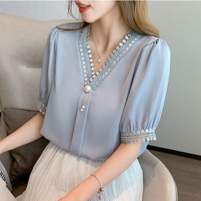 Summer fashionable elegant lace shiffon shirt